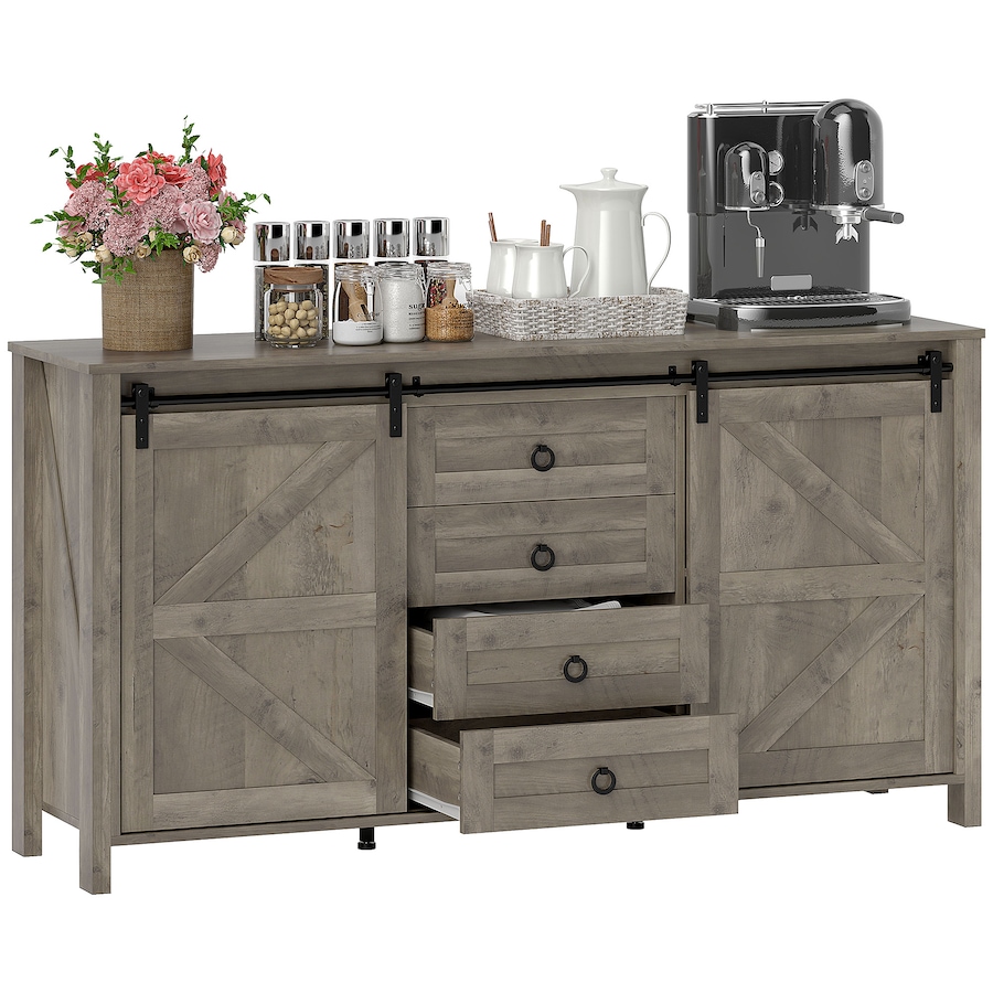 Image 997205.jpg, Product 997-205 / Price $329.99, HOMCOM Farmhouse Sideboard Buffet Cabinet with Doors Distressed Light Grey from HOMCOM on TSC.ca's Home & Garden department