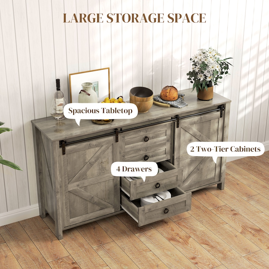Image 997205_ALTMORE4.jpg, Product 997-205 / Price $329.99, HOMCOM Farmhouse Sideboard Buffet Cabinet with Doors Distressed Light Grey from HOMCOM on TSC.ca's Home & Garden department