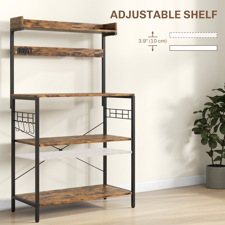 Image 997206_ALTMORE12.jpg, Product 997-206 / Price $99.99 - $104.99, HOMCOM Kitchen Bakers Rack with Power Outlet, Adjustable Shelves and Hooks from HOMCOM on TSC.ca's Home & Garden department