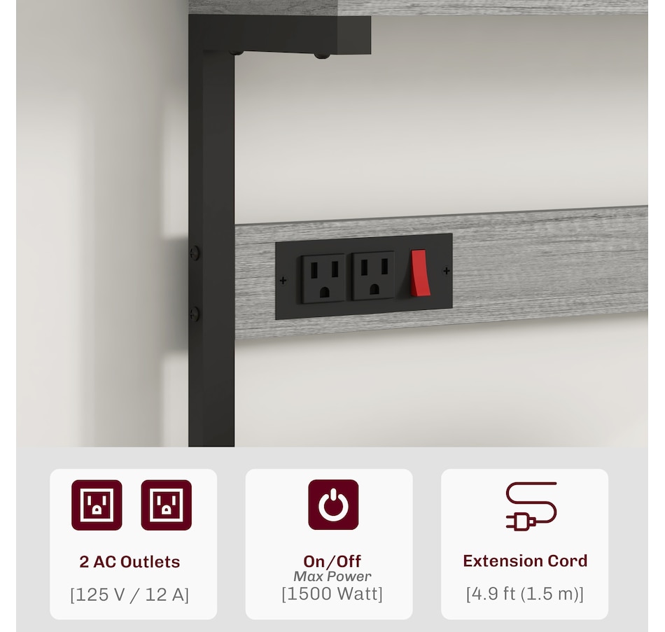 Image 997206_ALTMORE3.jpg, Product 997-206 / Price $96.99 - $104.99, HOMCOM Kitchen Bakers Rack with Power Outlet, Adjustable Shelves and Hooks from HOMCOM on TSC.ca's Home & Garden department