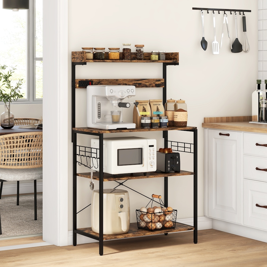 Image 997206_ALTMORE9.jpg, Product 997-206 / Price $99.99 - $104.99, HOMCOM Kitchen Bakers Rack with Power Outlet, Adjustable Shelves and Hooks from HOMCOM on TSC.ca's Home & Garden department