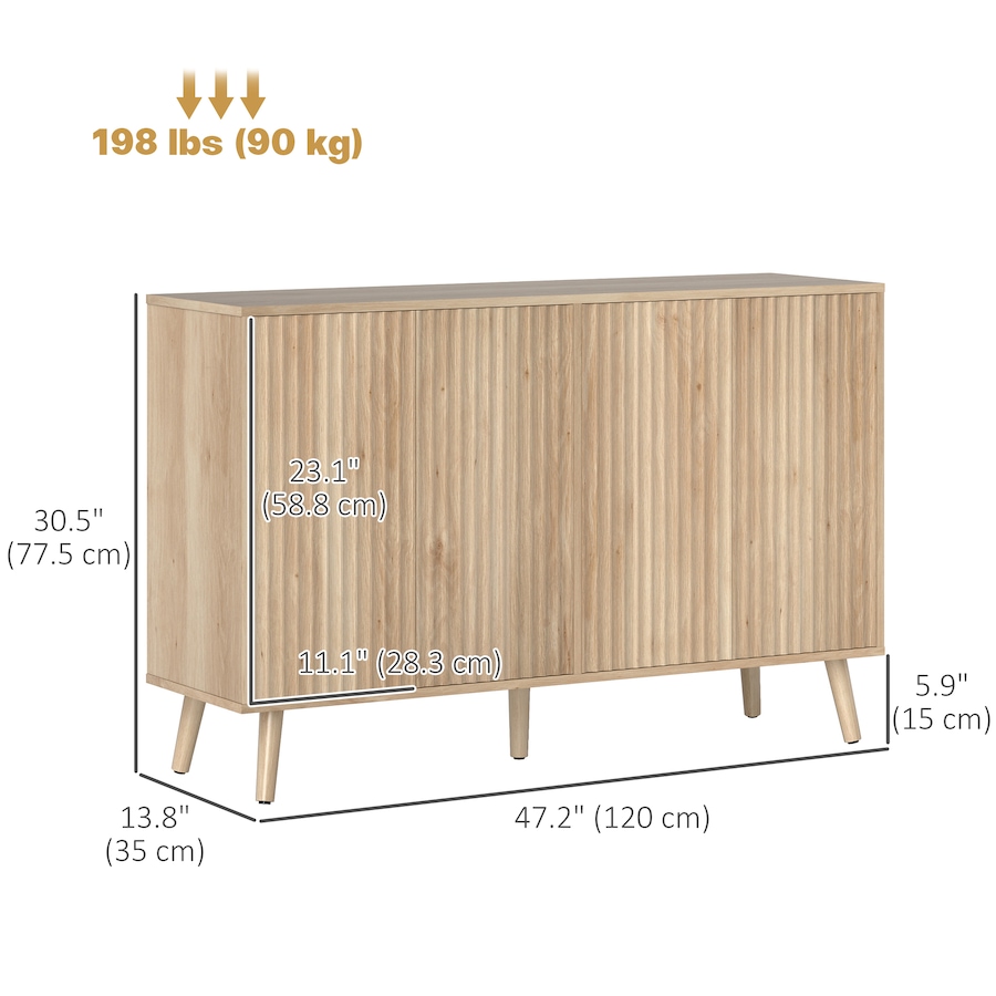 Image 997213_ALTMORE2.jpg, Product 997-213 / Price $229.99, HOMCOM Sideboard Modern Fluted Buffet Cabinet with Adjustable Shelves Oak from HOMCOM on TSC.ca's Home & Garden department