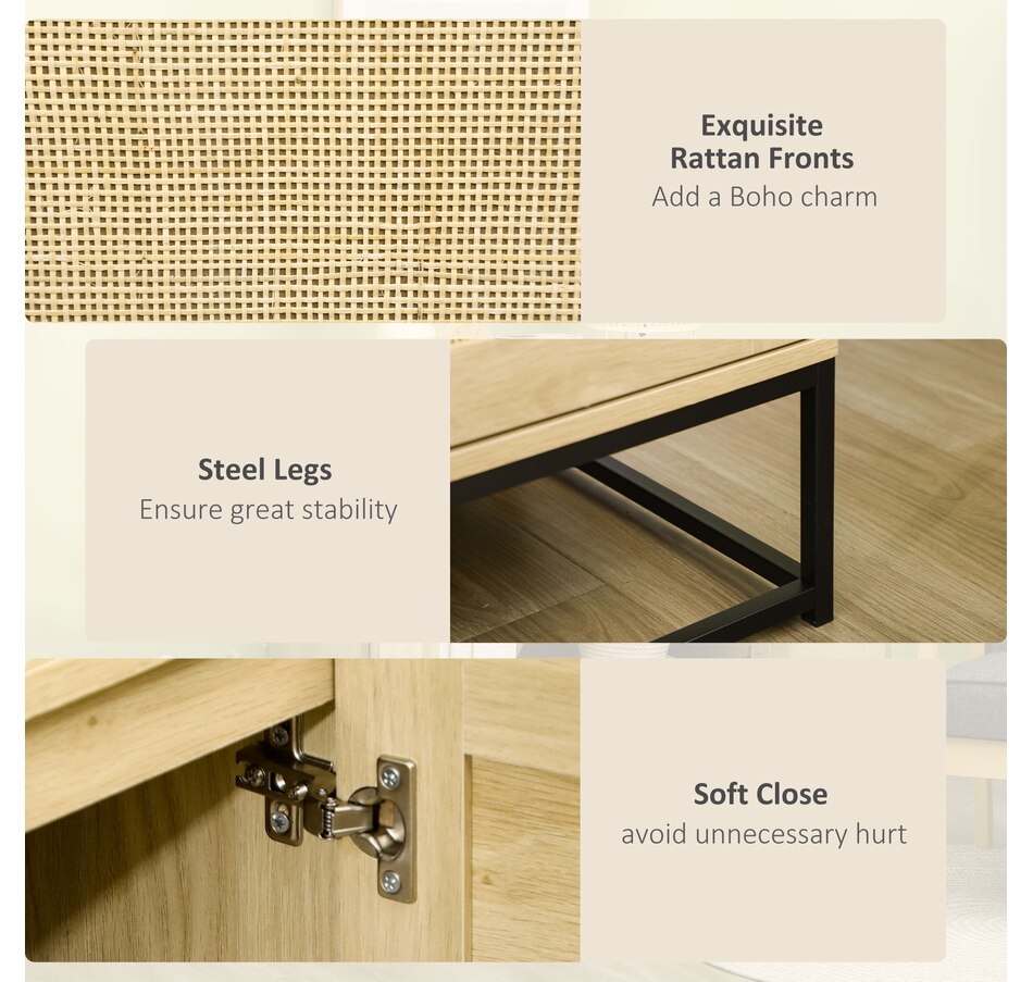 Image 997221_ALTMORE5.jpg, Product 997-221 / Price $124.99, HOMCOM Wood Sideboard Storage Cabinet w/ Rattan Doors, Adjustable Shelf from HOMCOM on TSC.ca's Home & Garden department