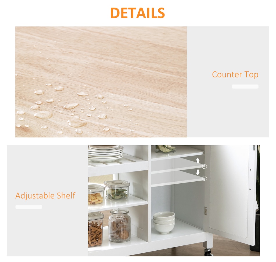 Image 997223_ALTMORE6.jpg, Product 997-223 / Price $144.99, HOMCOM Kitchen Cart on Wheels with Embossed Door Panel, Drawer, White from HOMCOM on TSC.ca's Home & Garden department