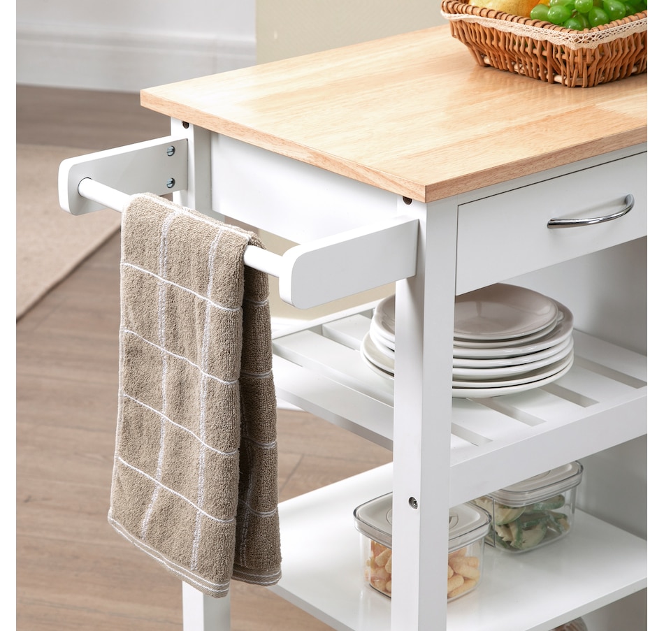 Image 997223_ALTMORE7.jpg, Product 997-223 / Price $144.99, HOMCOM Kitchen Cart on Wheels with Embossed Door Panel, Drawer, White from HOMCOM on TSC.ca's Home & Garden department