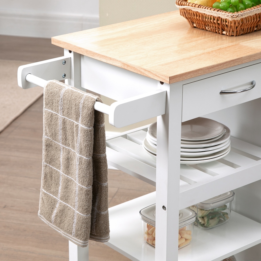 Image 997223_ALTMORE7.jpg, Product 997-223 / Price $144.99, HOMCOM Kitchen Cart on Wheels with Embossed Door Panel, Drawer, White from HOMCOM on TSC.ca's Home & Garden department
