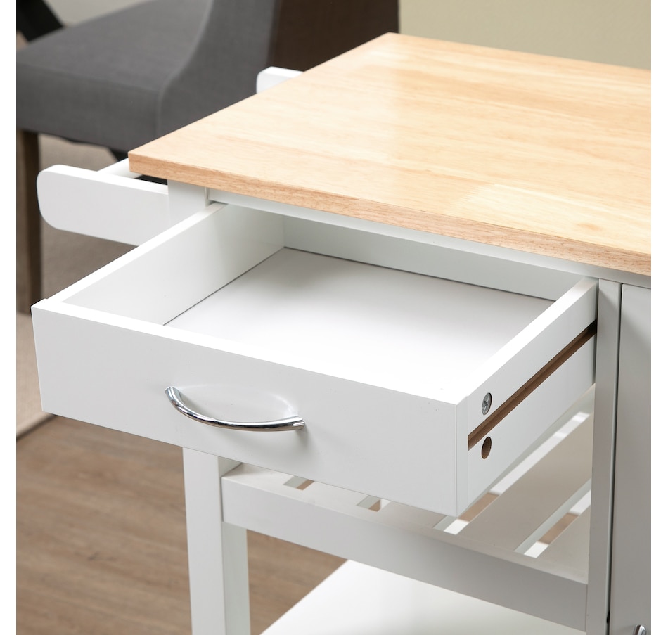 Image 997223_ALTMORE8.jpg, Product 997-223 / Price $144.99, HOMCOM Kitchen Cart on Wheels with Embossed Door Panel, Drawer, White from HOMCOM on TSC.ca's Home & Garden department