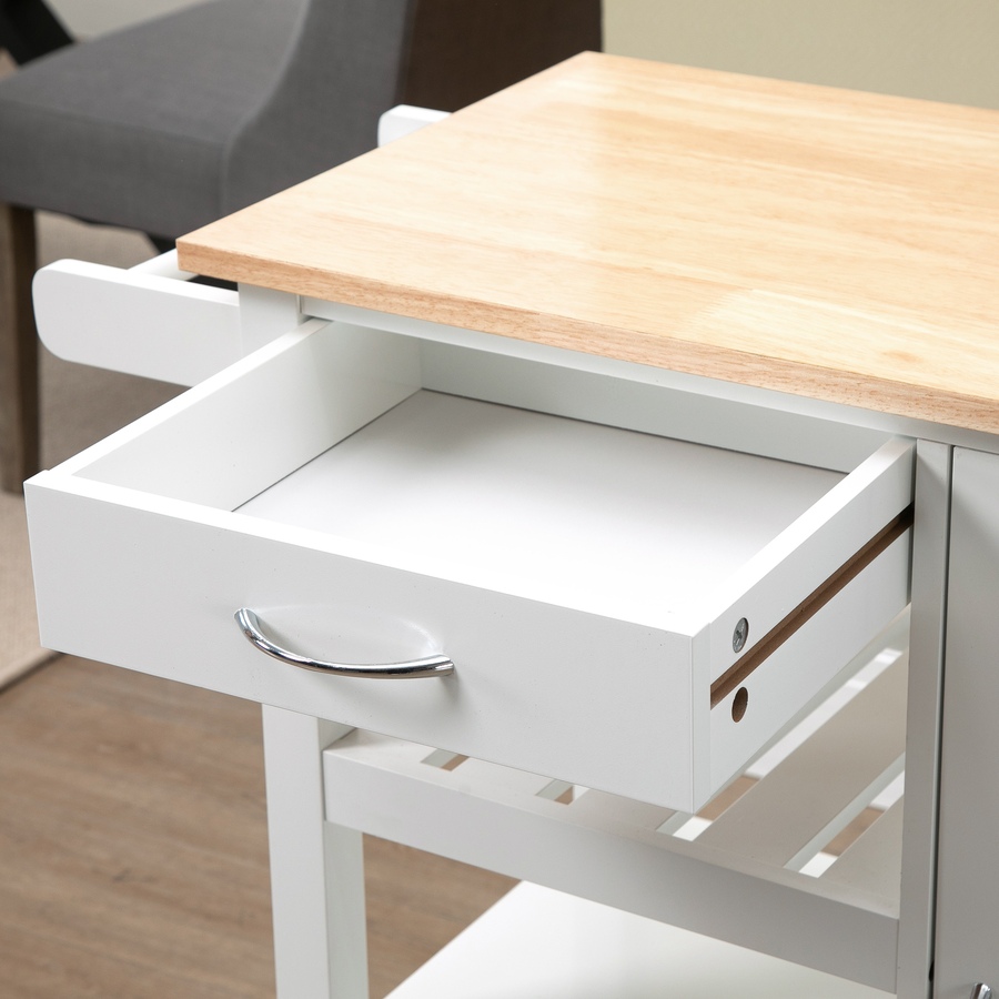 Image 997223_ALTMORE8.jpg, Product 997-223 / Price $144.99, HOMCOM Kitchen Cart on Wheels with Embossed Door Panel, Drawer, White from HOMCOM on TSC.ca's Home & Garden department