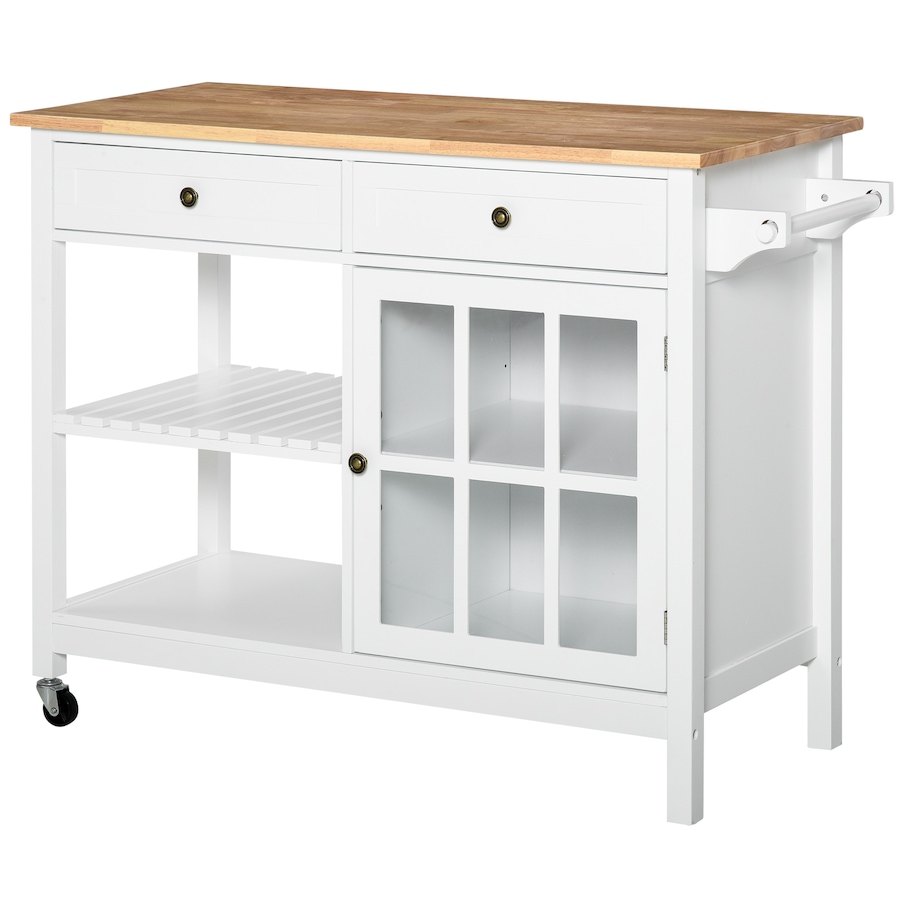 Image 997224.jpg, Product 997-224 / Price $229.99, HOMCOM Kitchen Island Cart with Rubber Wood Top, Cabinet and 2 Drawers from HOMCOM on TSC.ca's Home & Garden department