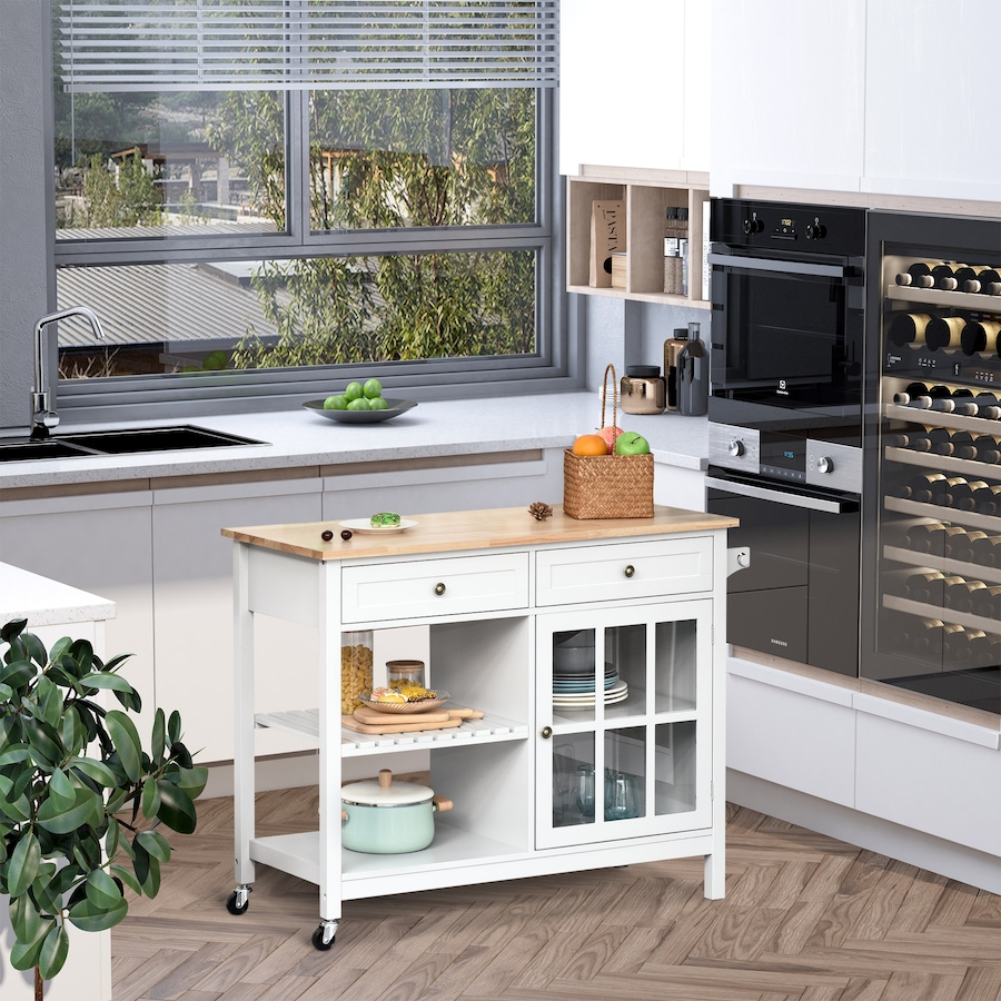 Image 997224_ALTMORE3.jpg, Product 997-224 / Price $229.99, HOMCOM Kitchen Island Cart with Rubber Wood Top, Cabinet and 2 Drawers from HOMCOM on TSC.ca's Home & Garden department