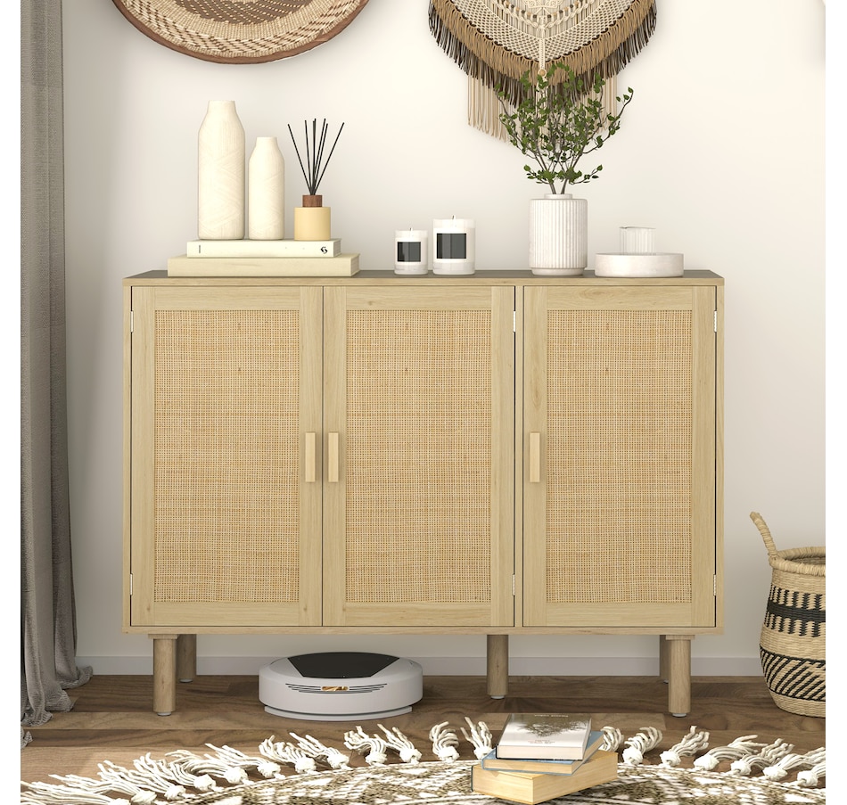 Image 997225_ALTMORE1.jpg, Product 997-225 / Price $199.99, HOMCOM Bohemian Sideboard with 3 Rattan Doors and Shelves Oak from HOMCOM on TSC.ca's Home & Garden department