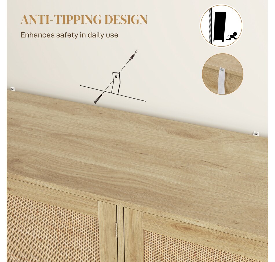 Image 997225_ALTMORE5.jpg, Product 997-225 / Price $199.99, HOMCOM Bohemian Sideboard with 3 Rattan Doors and Shelves Oak from HOMCOM on TSC.ca's Home & Garden department