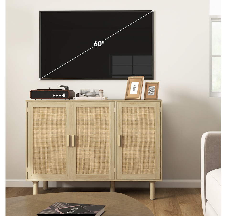 Image 997225_ALTMORE7.jpg, Product 997-225 / Price $199.99, HOMCOM Bohemian Sideboard with 3 Rattan Doors and Shelves Oak from HOMCOM on TSC.ca's Home & Garden department