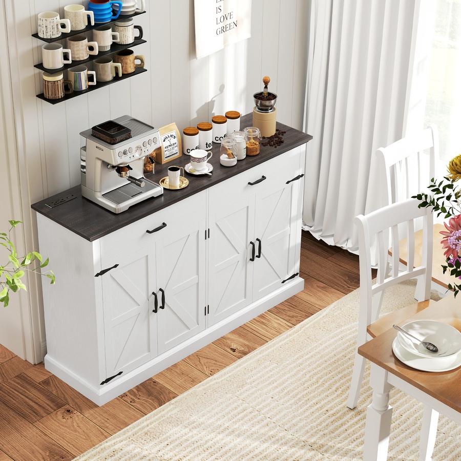 Image 997226_ALTMORE1.jpg, Product 997-226 / Price $259.99, HOMCOM 55" Farmhouse Sideboard Buffet Cabinet with 4 Barn Doors White from HOMCOM on TSC.ca's Home & Garden department