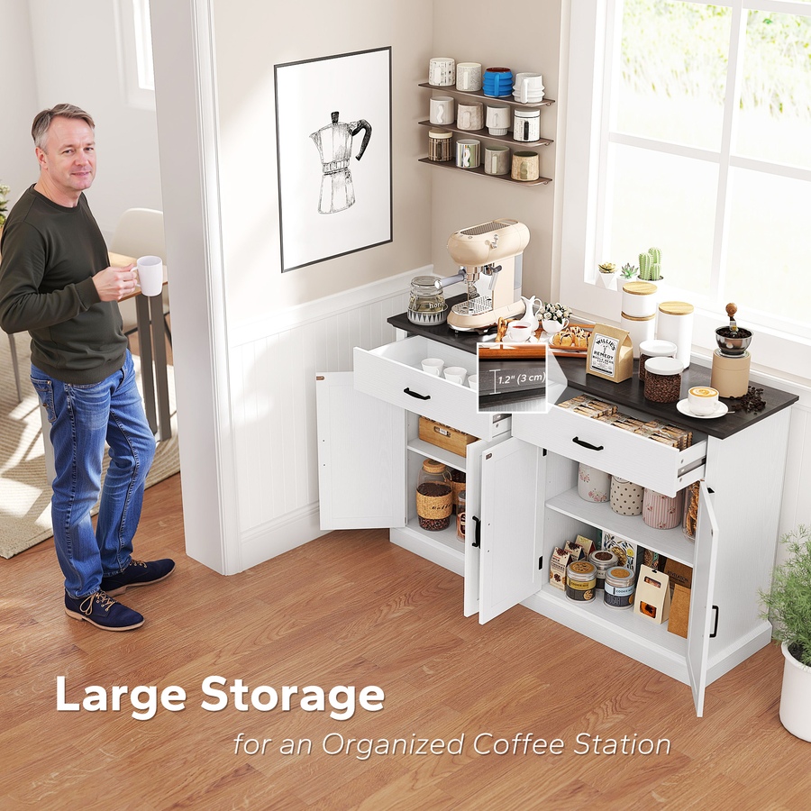 Image 997226_ALTMORE4.jpg, Product 997-226 / Price $259.99, HOMCOM 55" Farmhouse Sideboard Buffet Cabinet with 4 Barn Doors White from HOMCOM on TSC.ca's Home & Garden department