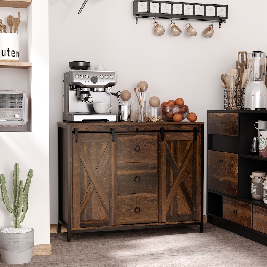 Image 997227_ALTMORE1.jpg, Product 997-227 / Price $249.99, HOMCOM Industrial Buffet Cabinet Kitchen Sideboard with Sliding Barn Doors from HOMCOM on TSC.ca's Home & Garden department