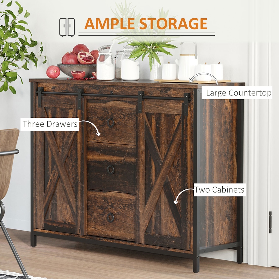 Image 997227_ALTMORE3.jpg, Product 997-227 / Price $249.99, HOMCOM Industrial Buffet Cabinet Kitchen Sideboard with Sliding Barn Doors from HOMCOM on TSC.ca's Home & Garden department