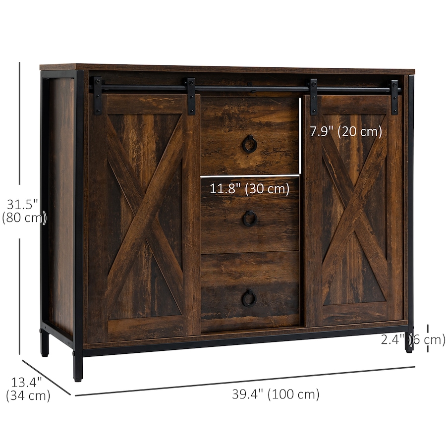 Image 997227_ALTMORE9.jpg, Product 997-227 / Price $249.99, HOMCOM Industrial Buffet Cabinet Kitchen Sideboard with Sliding Barn Doors from HOMCOM on TSC.ca's Home & Garden department