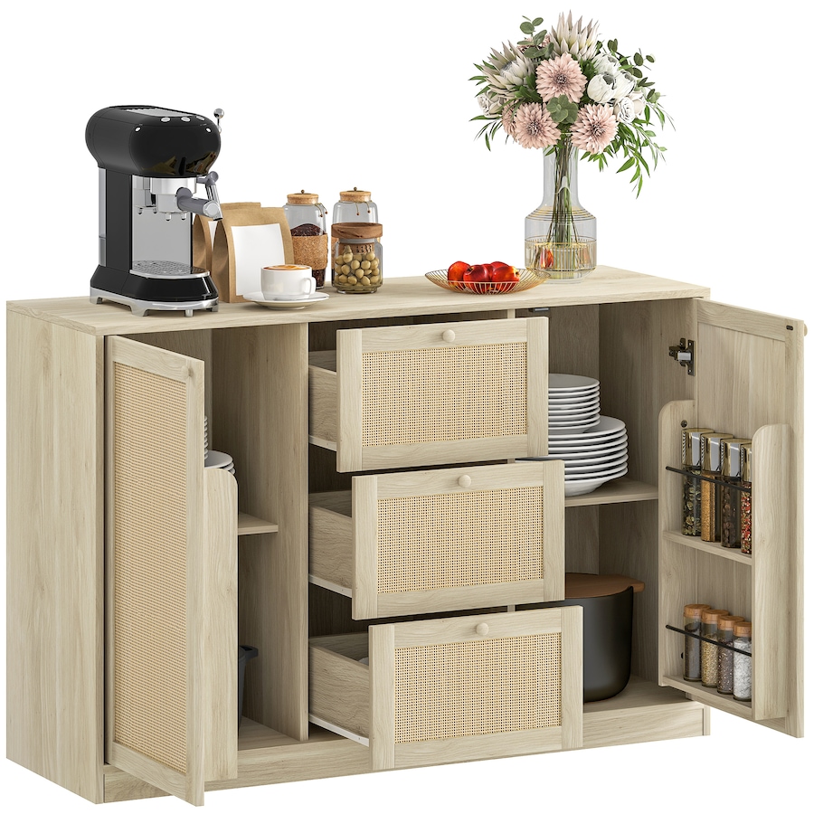 Image 997229.jpg, Product 997-229 / Price $160.04, HOMCOM Boho Sideboard Buffet Cabinet, Kitchen Coffee Bar Cabinet, Natural from HOMCOM on TSC.ca's Home & Garden department