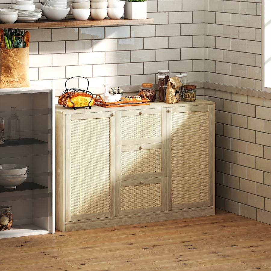 Image 997229_ALTMORE1.jpg, Product 997-229 / Price $160.04, HOMCOM Boho Sideboard Buffet Cabinet, Kitchen Coffee Bar Cabinet, Natural from HOMCOM on TSC.ca's Home & Garden department