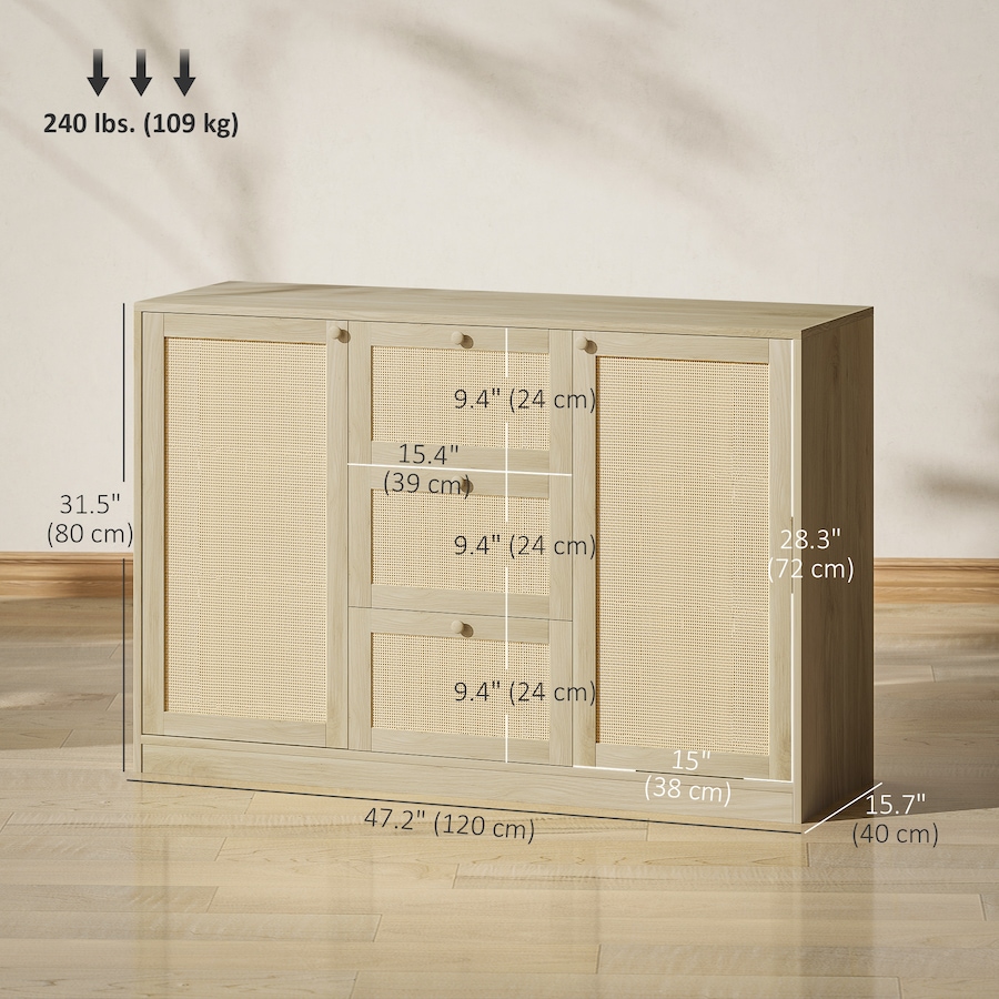 Image 997229_ALTMORE2.jpg, Product 997-229 / Price $160.04, HOMCOM Boho Sideboard Buffet Cabinet, Kitchen Coffee Bar Cabinet, Natural from HOMCOM on TSC.ca's Home & Garden department