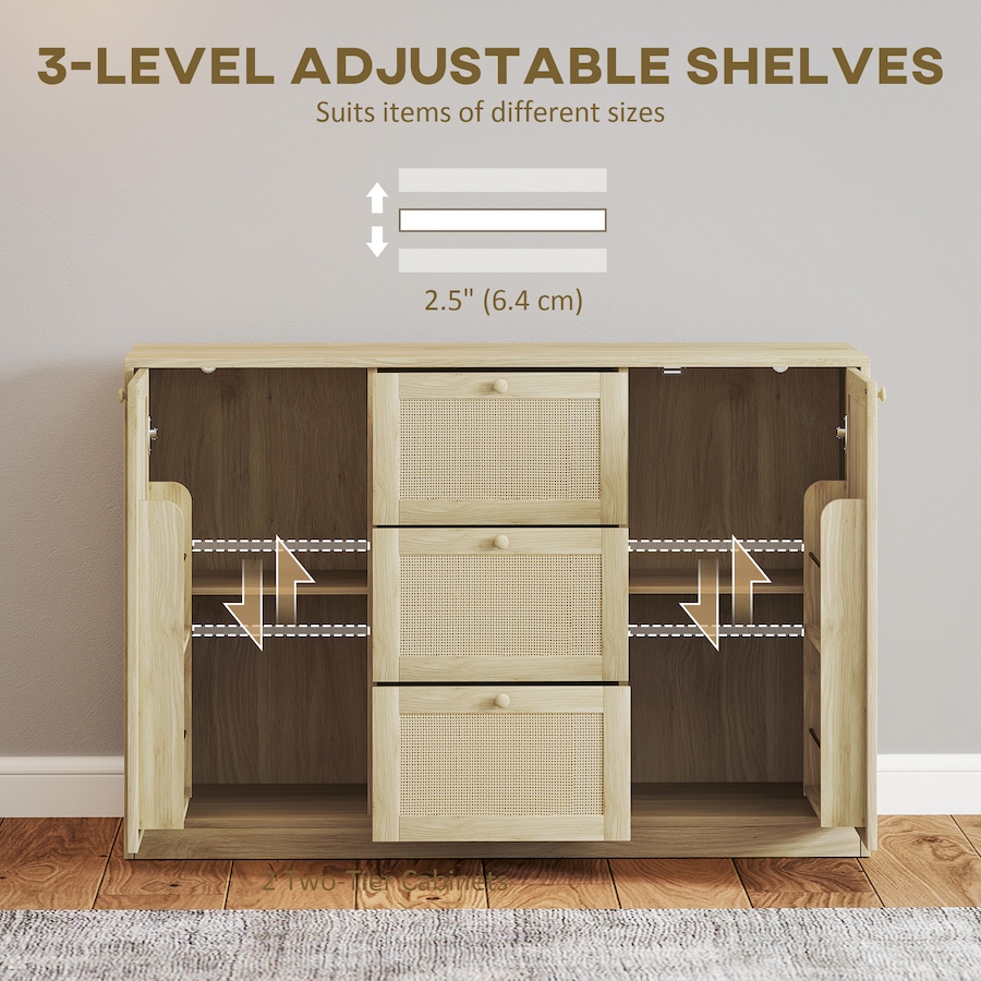 Image 997229_ALTMORE5.jpg, Product 997-229 / Price $160.04, HOMCOM Boho Sideboard Buffet Cabinet, Kitchen Coffee Bar Cabinet, Natural from HOMCOM on TSC.ca's Home & Garden department