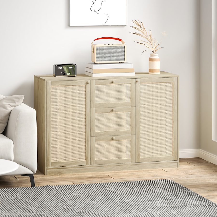 Image 997229_ALTMORE7.jpg, Product 997-229 / Price $160.04, HOMCOM Boho Sideboard Buffet Cabinet, Kitchen Coffee Bar Cabinet, Natural from HOMCOM on TSC.ca's Home & Garden department
