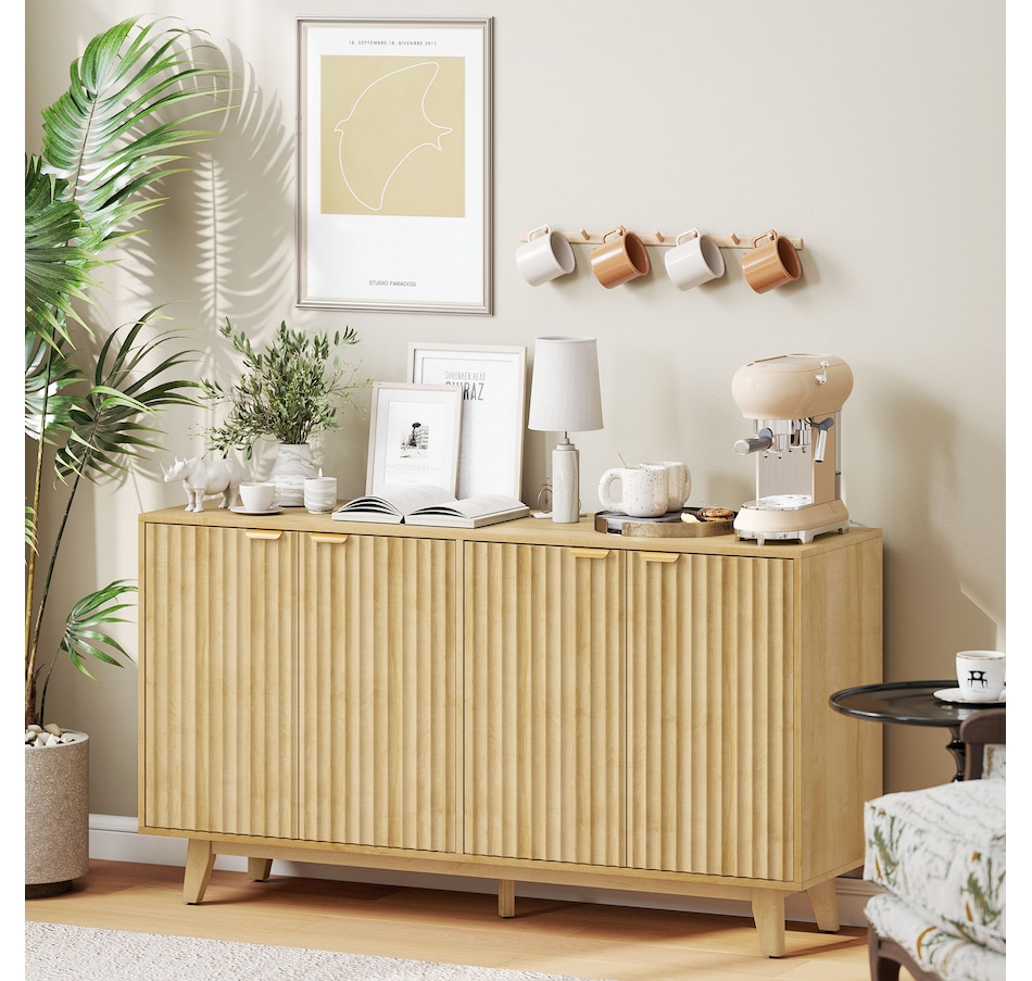 Image 997234_ALTMORE10.jpg, Product 997-234 / Price $299.99, 55" Modern Sideboard Buffet Cabinet with Fluted Doors Wood Legs Nature Wood from HOMCOM on TSC.ca's Home & Garden department
