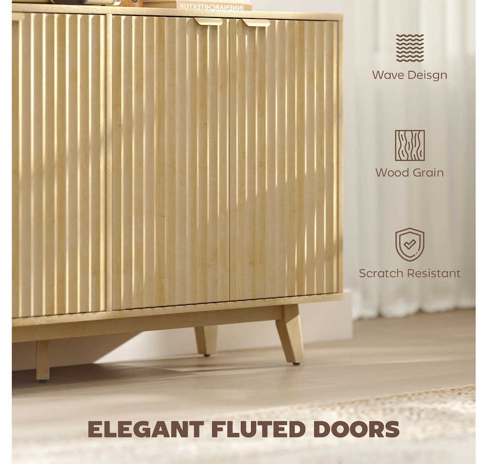 Image 997234_ALTMORE11.jpg, Product 997-234 / Price $299.99, 55" Modern Sideboard Buffet Cabinet with Fluted Doors Wood Legs Nature Wood from HOMCOM on TSC.ca's Home & Garden department
