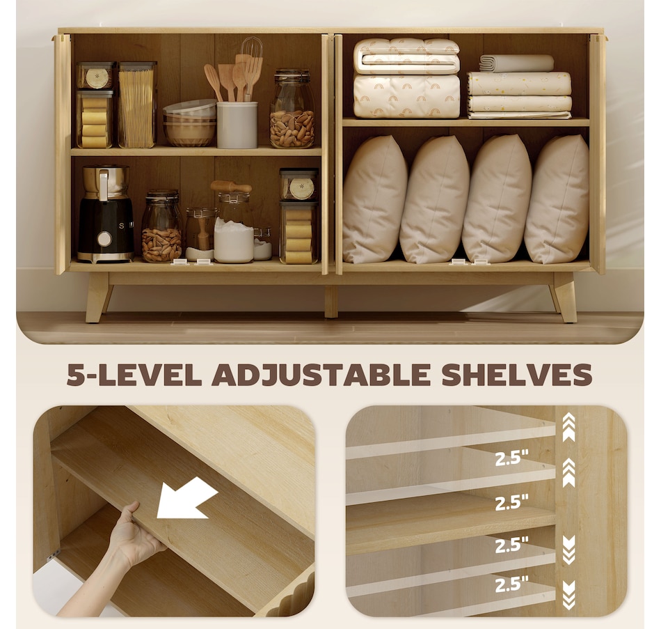 Image 997234_ALTMORE12.jpg, Product 997-234 / Price $299.99, 55" Modern Sideboard Buffet Cabinet with Fluted Doors Wood Legs Nature Wood from HOMCOM on TSC.ca's Home & Garden department