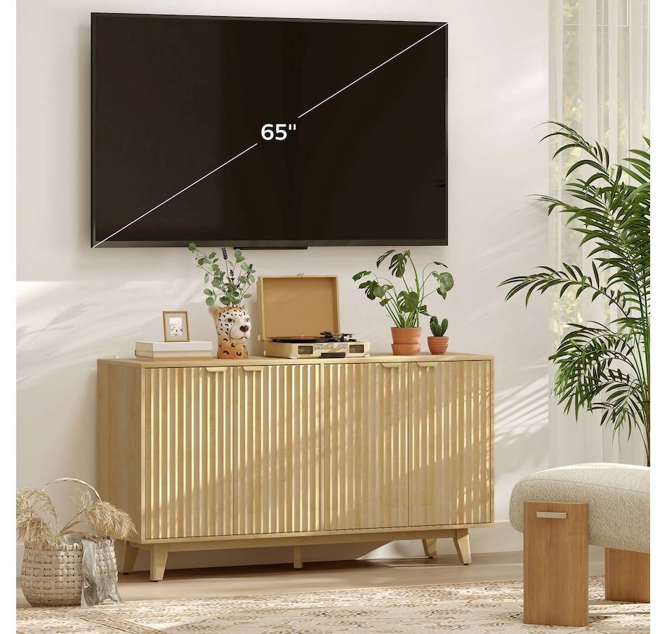 Image 997234_ALTMORE14.jpg, Product 997-234 / Price $299.99, 55" Modern Sideboard Buffet Cabinet with Fluted Doors Wood Legs Nature Wood from HOMCOM on TSC.ca's Home & Garden department