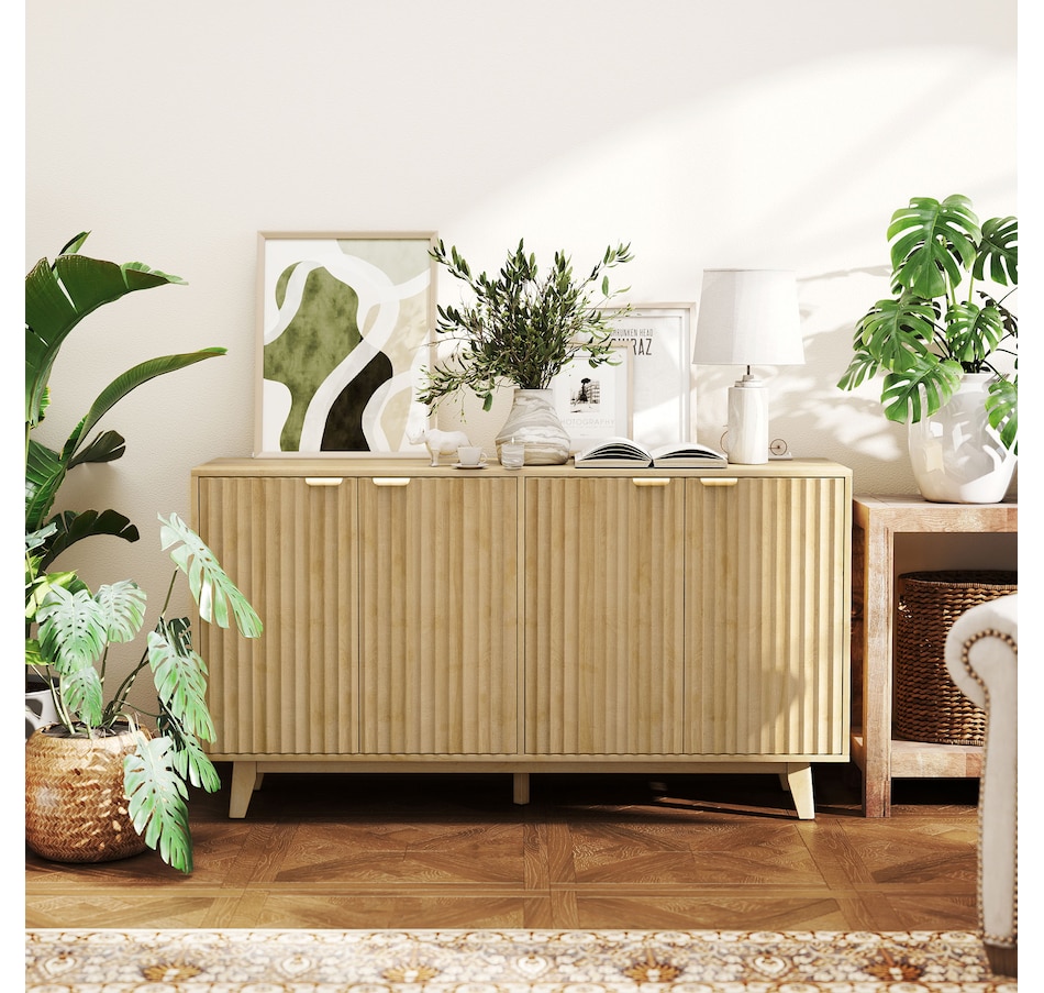 Image 997234_ALTMORE15.jpg, Product 997-234 / Price $299.99, 55" Modern Sideboard Buffet Cabinet with Fluted Doors Wood Legs Nature Wood from HOMCOM on TSC.ca's Home & Garden department