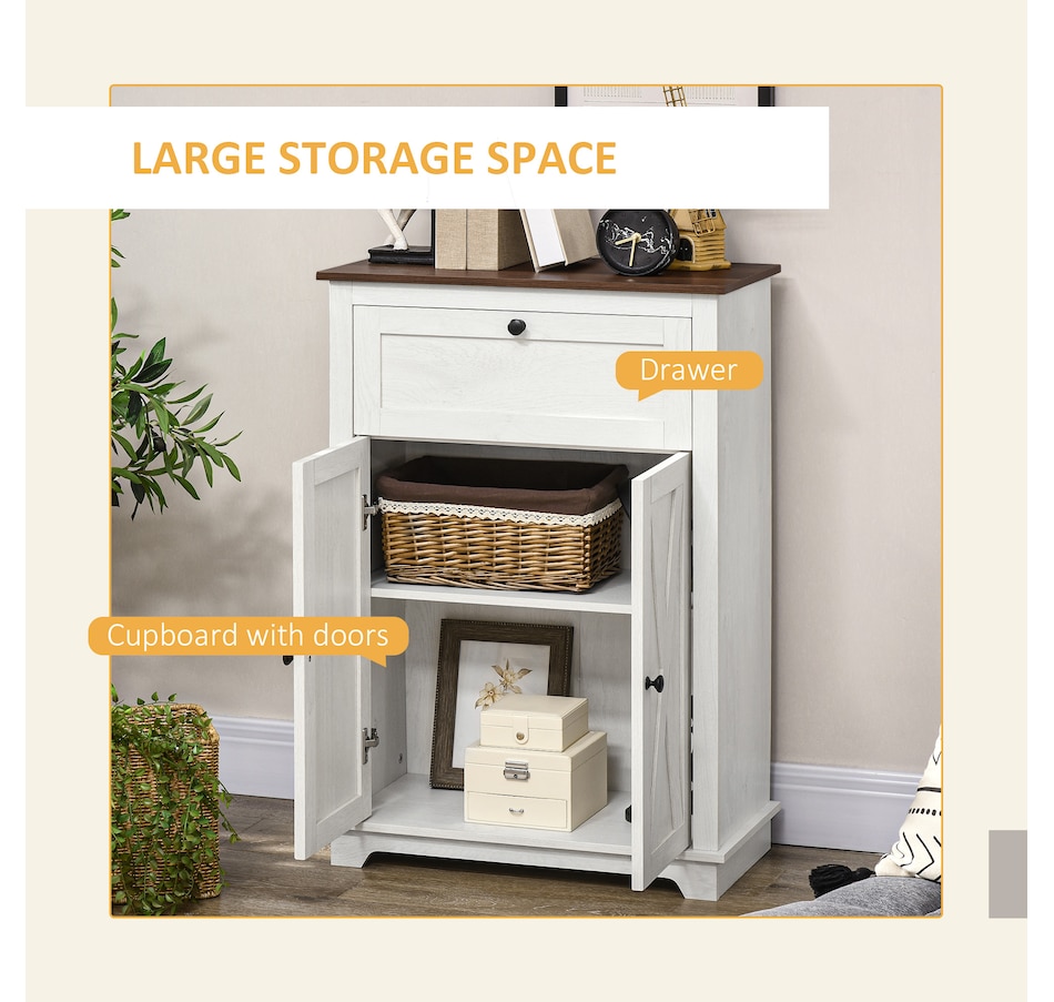 Image 997239_ALTMORE3.jpg, Product 997-239 / Price $141.99, HOMCOM Farmhouse Storage Cabinet, Sideboard with Drawer and Doors, White from HOMCOM on TSC.ca's Home & Garden department