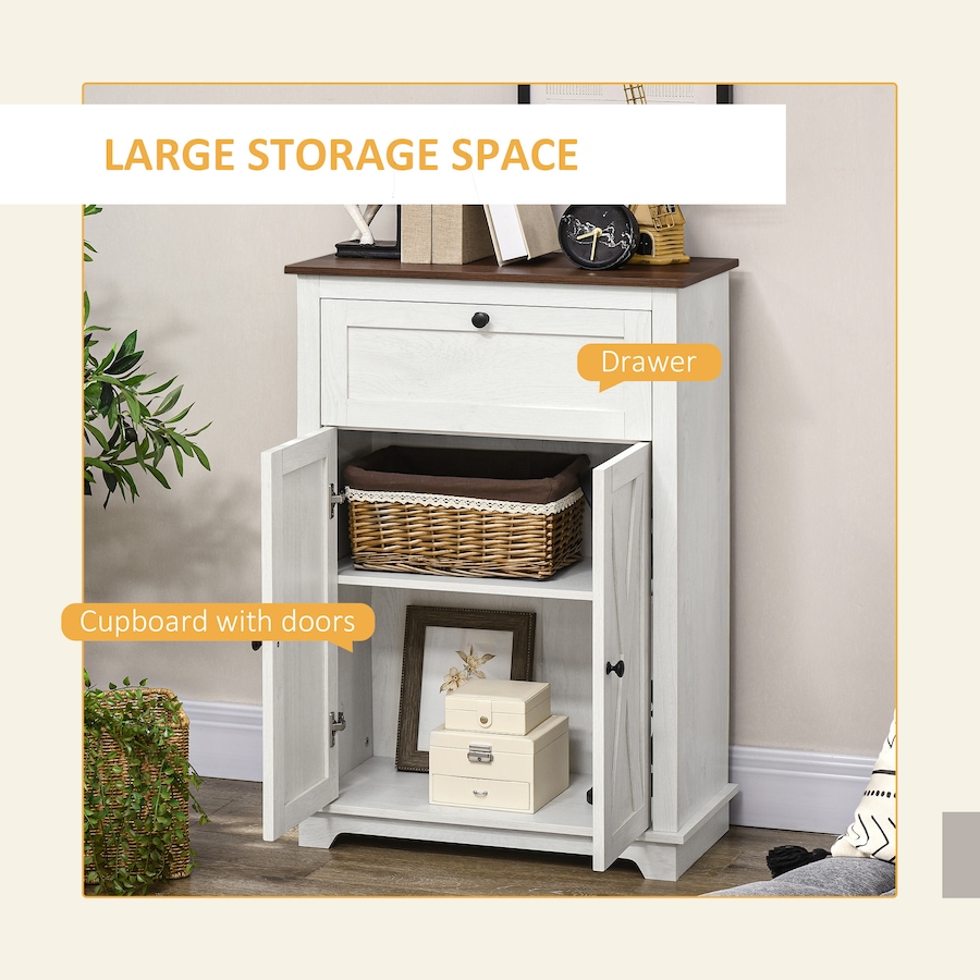 Image 997239_ALTMORE3.jpg, Product 997-239 / Price $139.99, HOMCOM Farmhouse Storage Cabinet, Sideboard with Drawer and Doors, White from HOMCOM on TSC.ca's Home & Garden department