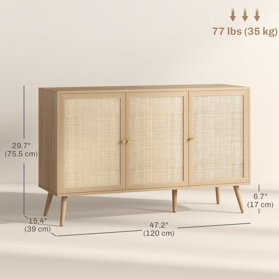 Image 997246_ALTMORE10.jpg, Product 997-246 / Price $189.99 - $199.99, HOMCOM Boho Sideboard Buffet Cabinet with Decorative Rattan Doors, Black from HOMCOM on TSC.ca's Home & Garden department