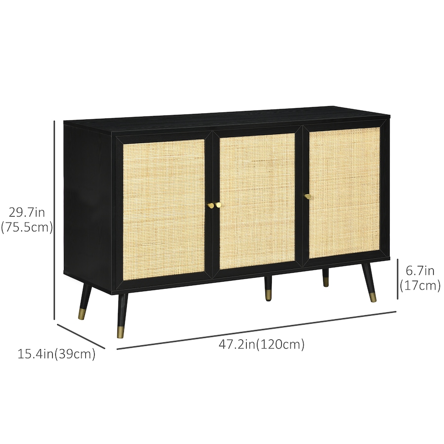 Image 997246_ALTMORE2.jpg, Product 997-246 / Price $189.99 - $199.99, HOMCOM Boho Sideboard Buffet Cabinet with Decorative Rattan Doors, Black from HOMCOM on TSC.ca's Home & Garden department