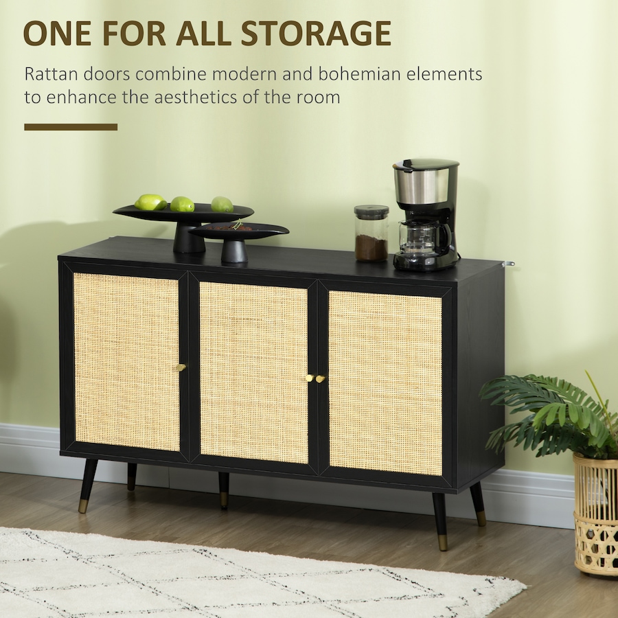 Image 997246_ALTMORE3.jpg, Product 997-246 / Price $189.99 - $199.99, HOMCOM Boho Sideboard Buffet Cabinet with Decorative Rattan Doors, Black from HOMCOM on TSC.ca's Home & Garden department