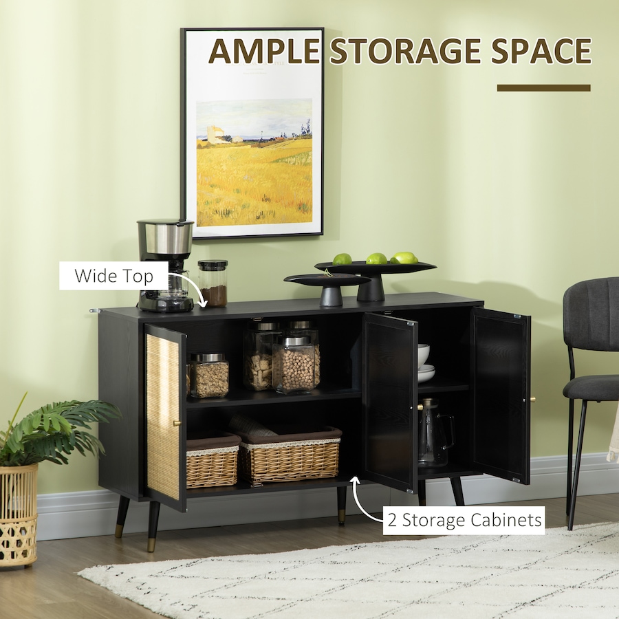 Image 997246_ALTMORE4.jpg, Product 997-246 / Price $189.99 - $199.99, HOMCOM Boho Sideboard Buffet Cabinet with Decorative Rattan Doors, Black from HOMCOM on TSC.ca's Home & Garden department