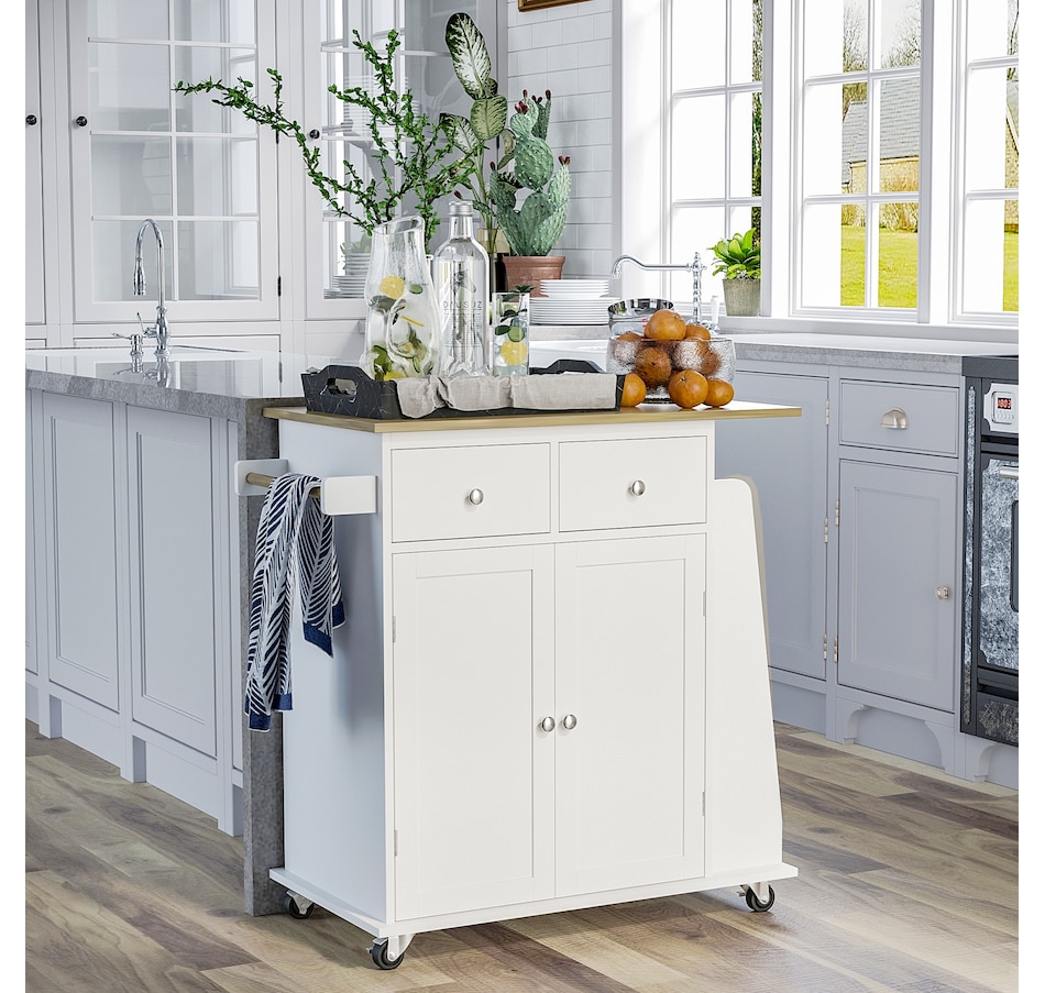 Image 997255_ALTMORE1.jpg, Product 997-255 / Price $154.99 - $172.99, HOMCOM Rolling Kitchen Island, Kitchen Cart with Rubberwood Top, Spice Rack from HOMCOM on TSC.ca's Home & Garden department