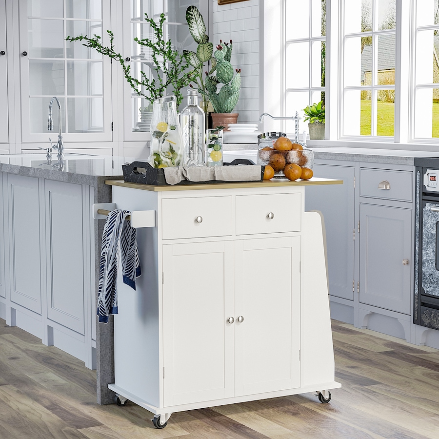 Image 997255_ALTMORE1.jpg, Product 997-255 / Price $149.99, HOMCOM Rolling Kitchen Island, Kitchen Cart with Rubberwood Top, Spice Rack from HOMCOM on TSC.ca's Home & Garden department