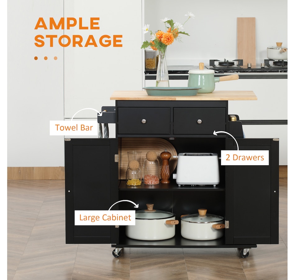 Image 997255_ALTMORE11.jpg, Product 997-255 / Price $154.99 - $172.99, HOMCOM Rolling Kitchen Island, Kitchen Cart with Rubberwood Top, Spice Rack from HOMCOM on TSC.ca's Home & Garden department