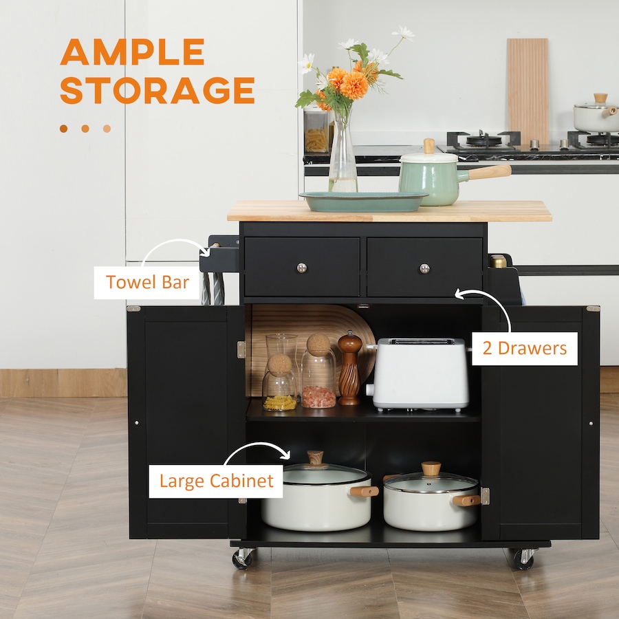 Image 997255_ALTMORE11.jpg, Product 997-255 / Price $149.99, HOMCOM Rolling Kitchen Island, Kitchen Cart with Rubberwood Top, Spice Rack from HOMCOM on TSC.ca's Home & Garden department