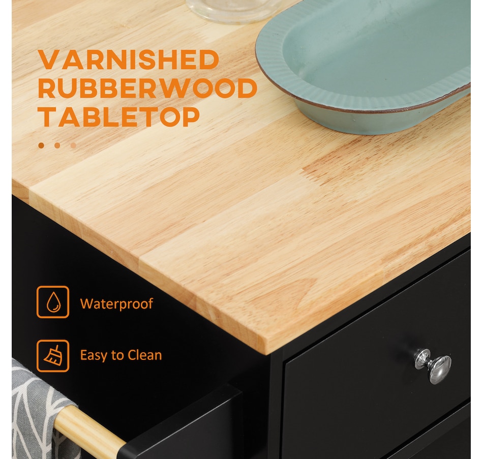 Image 997255_ALTMORE12.jpg, Product 997-255 / Price $154.99 - $172.99, HOMCOM Rolling Kitchen Island, Kitchen Cart with Rubberwood Top, Spice Rack from HOMCOM on TSC.ca's Home & Garden department