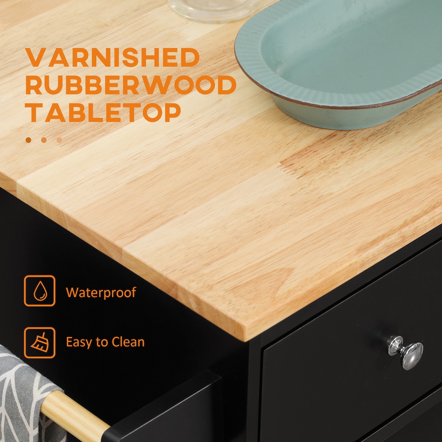 Image 997255_ALTMORE12.jpg, Product 997-255 / Price $149.99, HOMCOM Rolling Kitchen Island, Kitchen Cart with Rubberwood Top, Spice Rack from HOMCOM on TSC.ca's Home & Garden department