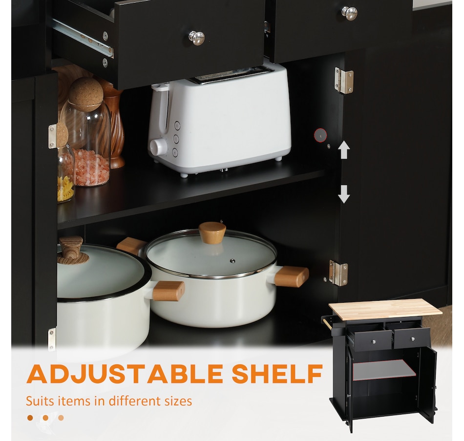 Image 997255_ALTMORE14.jpg, Product 997-255 / Price $154.99 - $172.99, HOMCOM Rolling Kitchen Island, Kitchen Cart with Rubberwood Top, Spice Rack from HOMCOM on TSC.ca's Home & Garden department