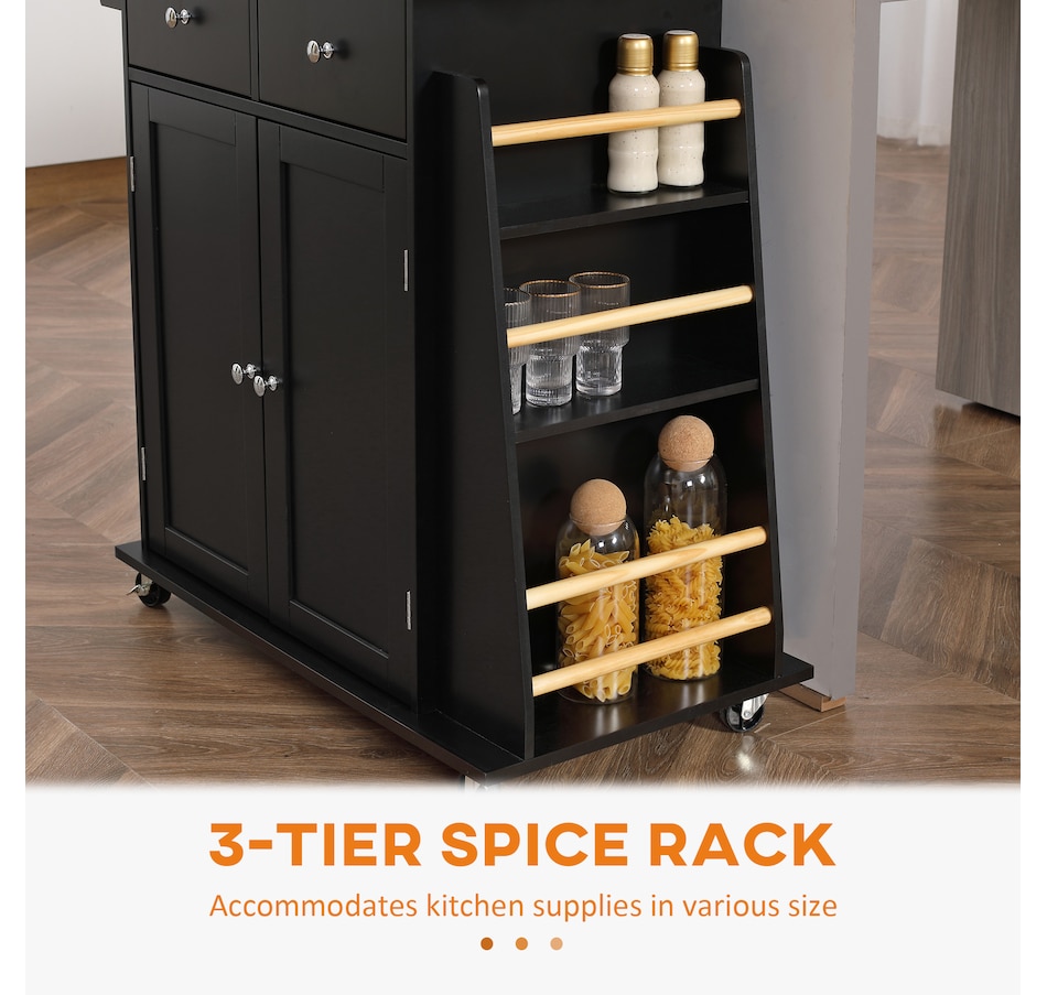 Image 997255_ALTMORE15.jpg, Product 997-255 / Price $154.99 - $172.99, HOMCOM Rolling Kitchen Island, Kitchen Cart with Rubberwood Top, Spice Rack from HOMCOM on TSC.ca's Home & Garden department