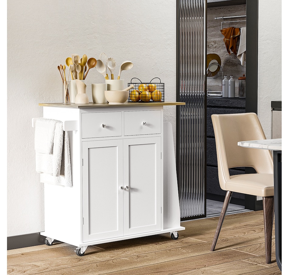 Image 997255_ALTMORE3.jpg, Product 997-255 / Price $154.99 - $172.99, HOMCOM Rolling Kitchen Island, Kitchen Cart with Rubberwood Top, Spice Rack from HOMCOM on TSC.ca's Home & Garden department