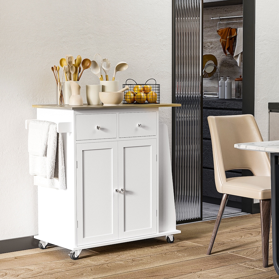 Image 997255_ALTMORE3.jpg, Product 997-255 / Price $149.99, HOMCOM Rolling Kitchen Island, Kitchen Cart with Rubberwood Top, Spice Rack from HOMCOM on TSC.ca's Home & Garden department