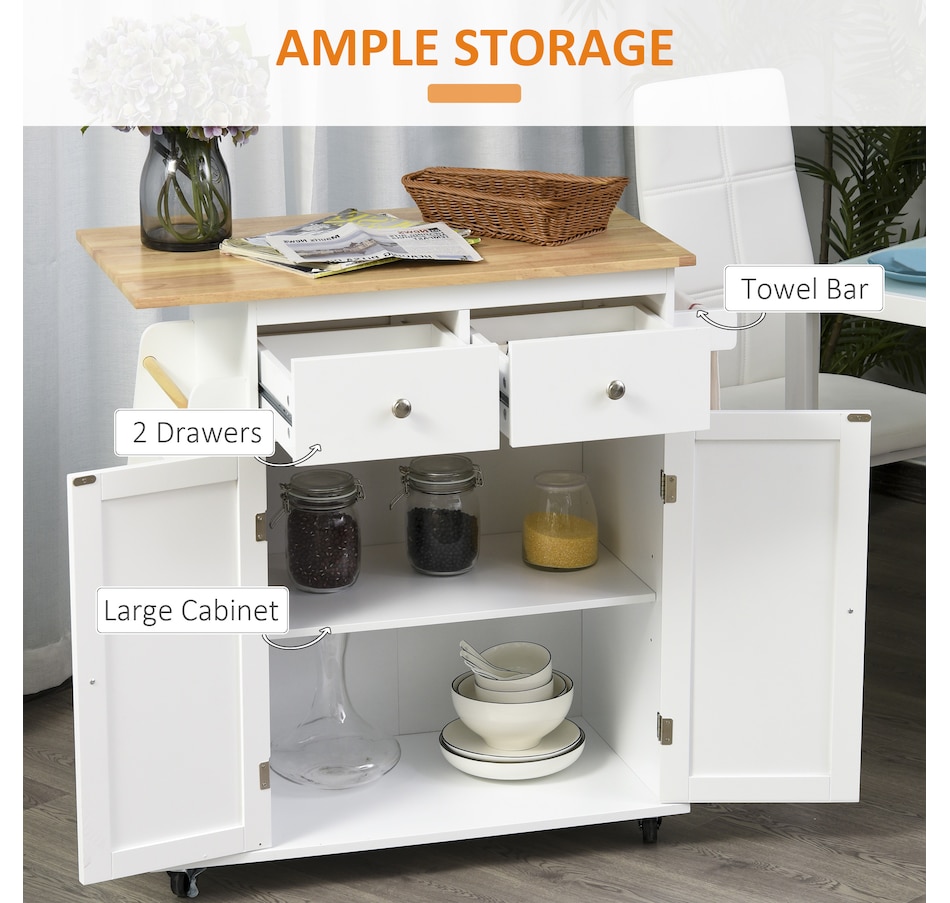 Image 997255_ALTMORE4.jpg, Product 997-255 / Price $154.99 - $172.99, HOMCOM Rolling Kitchen Island, Kitchen Cart with Rubberwood Top, Spice Rack from HOMCOM on TSC.ca's Home & Garden department