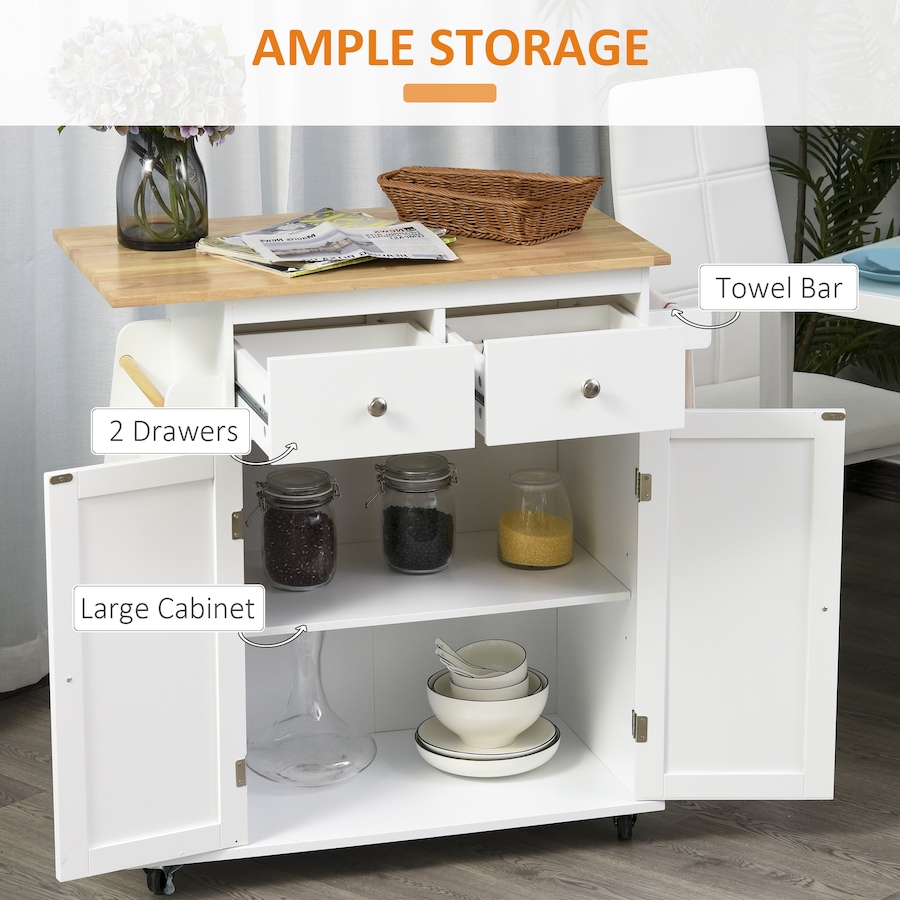 Image 997255_ALTMORE4.jpg, Product 997-255 / Price $149.99, HOMCOM Rolling Kitchen Island, Kitchen Cart with Rubberwood Top, Spice Rack from HOMCOM on TSC.ca's Home & Garden department